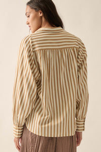 Vertical Ambition Striped Button-Up Shirt - ShopPromesa