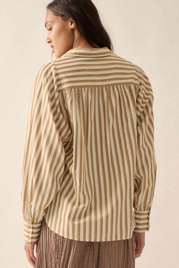 Vertical Ambition Striped Button-Up Shirt - ShopPromesa