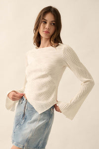 So It Flows Wavy Ribbed-Knit Asymmetrical Top - ShopPromesa