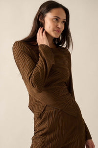 So It Flows Wavy Ribbed-Knit Asymmetrical Top - ShopPromesa