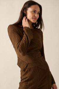 So It Flows Wavy Ribbed-Knit Asymmetrical Top - ShopPromesa