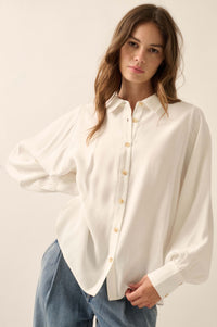 Take Charge Solid Loose-Fit Button-Up Shirt - ShopPromesa