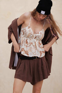 Kauai Cove Smocked Floral Babydoll Cami Top - ShopPromesa