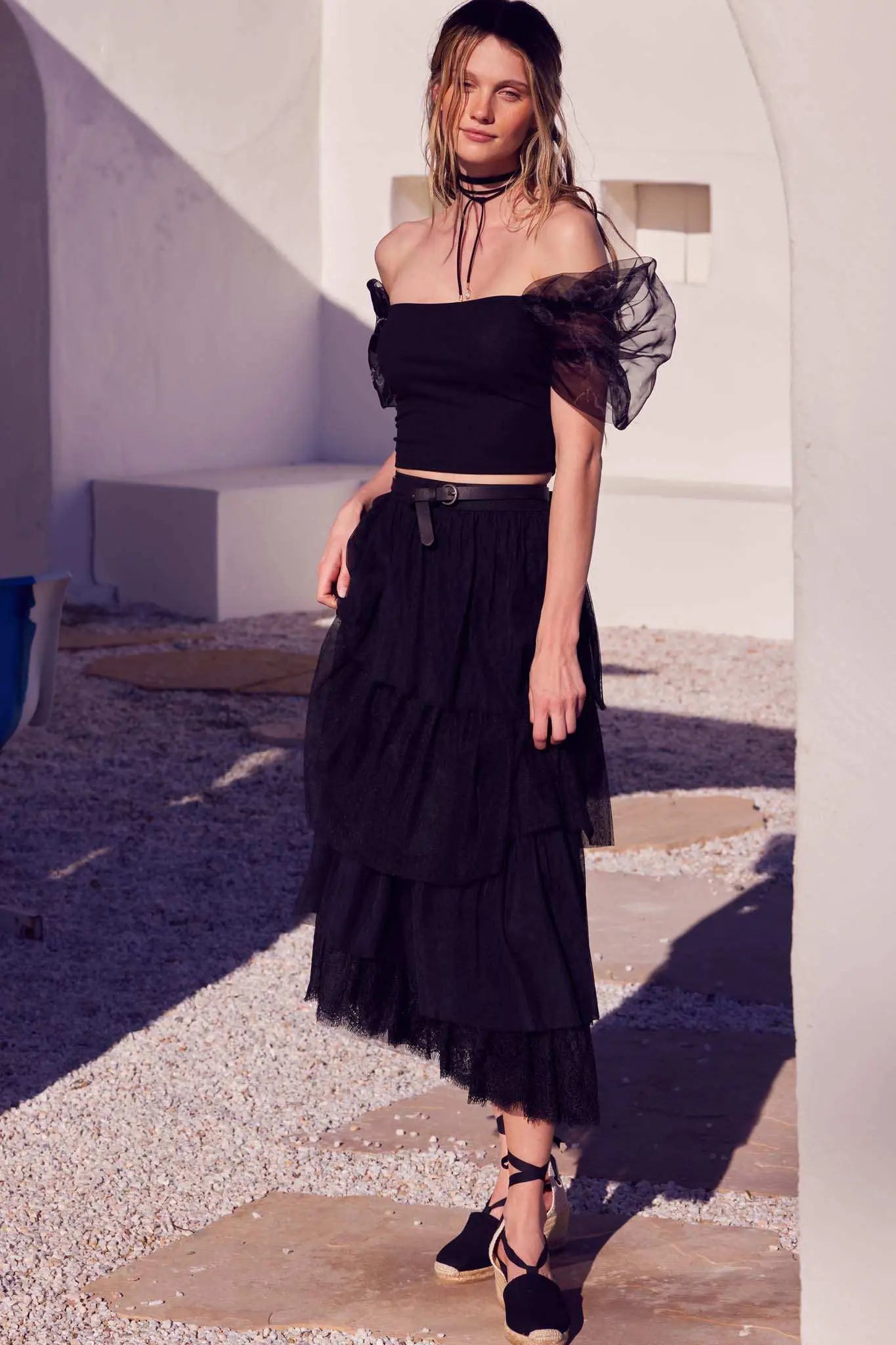 Among the Clouds Puff-Sleeve Off-Shoulder Crop Top - ShopPromesa