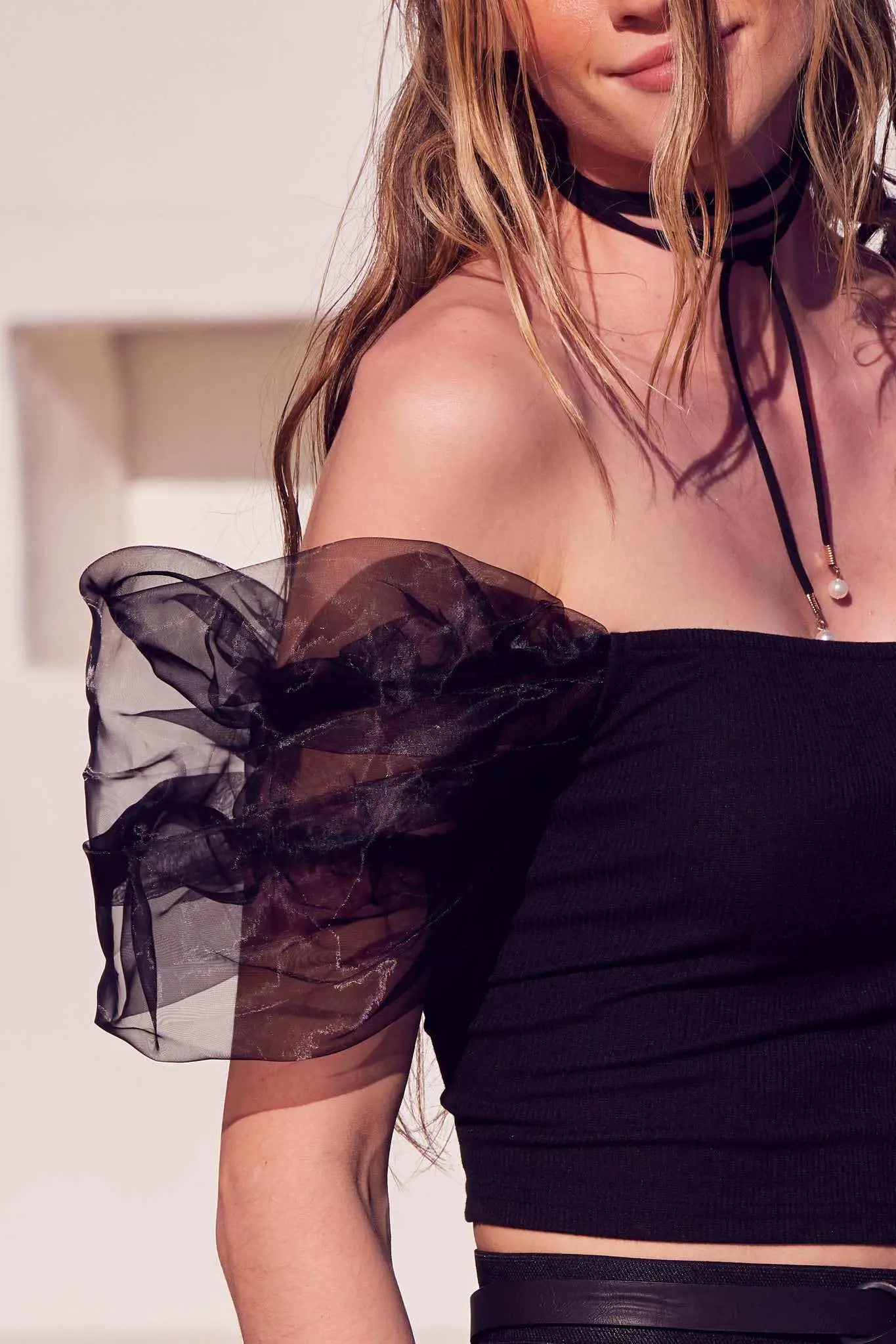 Among the Clouds Puff-Sleeve Off-Shoulder Crop Top - ShopPromesa