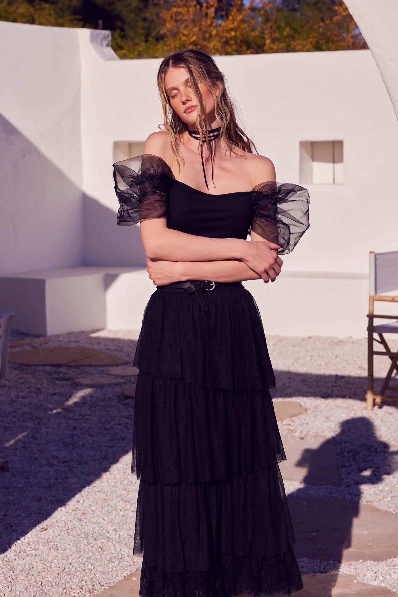 Among the Clouds Puff-Sleeve Off-Shoulder Crop Top - ShopPromesa