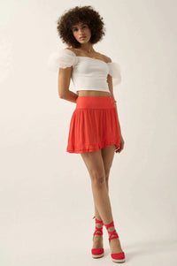 Among the Clouds Puff-Sleeve Off-Shoulder Crop Top - ShopPromesa