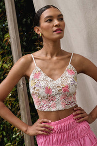 Pretty Petals Embroidered Lace Cropped Cami Top - ShopPromesa