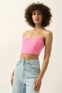 Tulle Time Pleated Tulle Cropped Corset Top - ShopPromesa