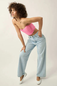 Tulle Time Pleated Tulle Cropped Corset Top - ShopPromesa