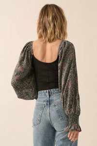 Magic Garden Floral-Sleeve Ribbed Knit Bodysuit - ShopPromesa