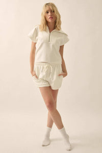 Premium Scuba Oversized Collar Half-Zip Tee - ShopPromesa