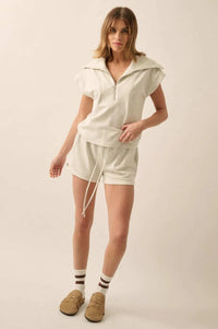 Premium Scuba Oversized Collar Half-Zip Tee - ShopPromesa