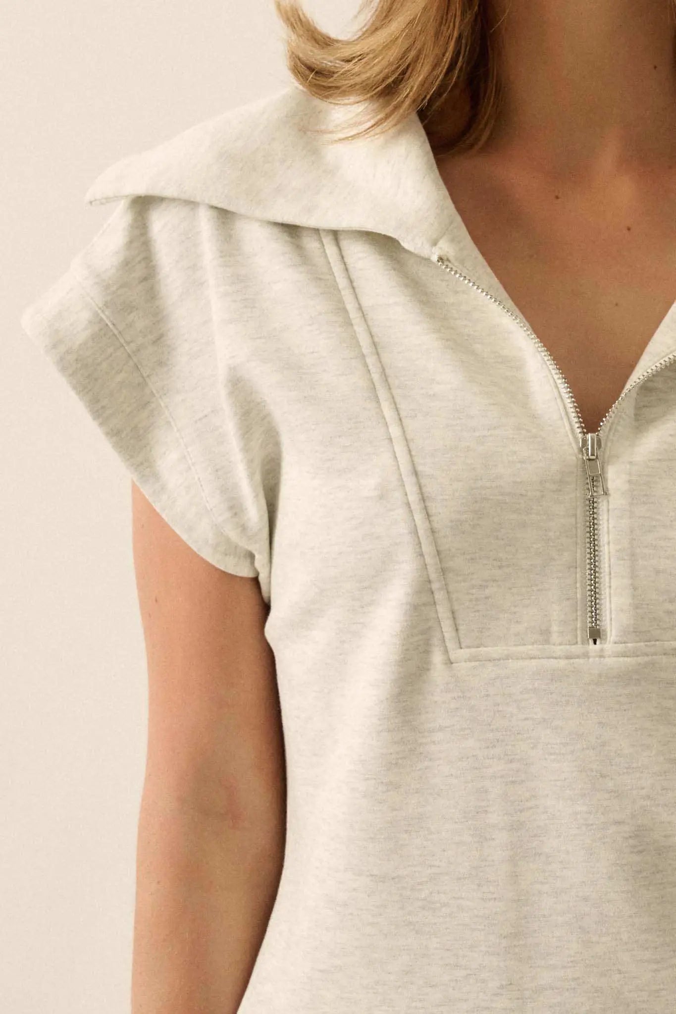 Premium Scuba Oversized Collar Half-Zip Tee - ShopPromesa