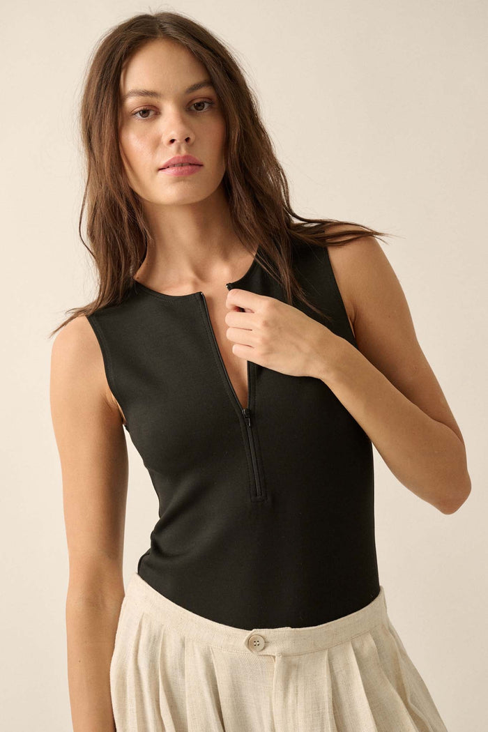 Premium Scuba Half-Zip Sleeveless Bodysuit - ShopPromesa