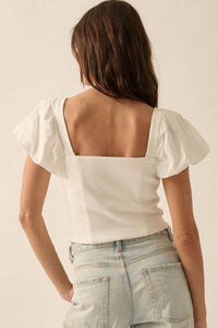 Princess Diaries Puff-Sleeve Zipped Corset Top - ShopPromesa