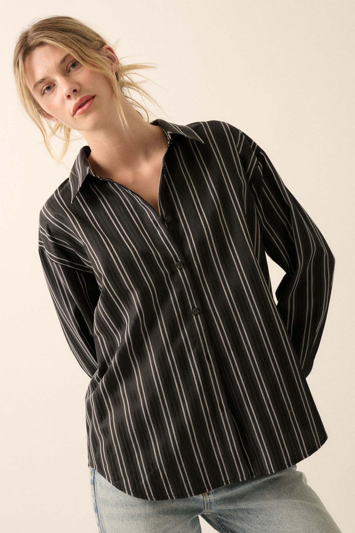 Back to Reality Striped Button-Back Shirt - ShopPromesa