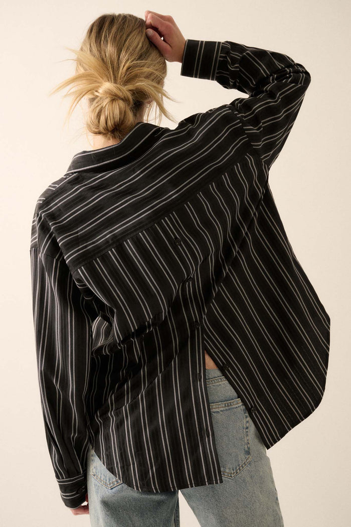 Back to Reality Striped Button-Back Shirt - ShopPromesa