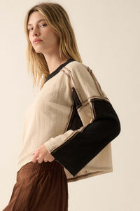 Block Party Exposed-Seam Patchwork Knit Top - ShopPromesa