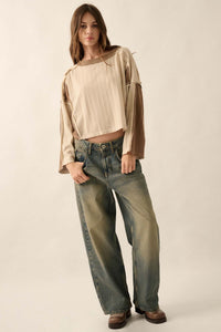 Block Party Exposed-Seam Patchwork Knit Top - ShopPromesa