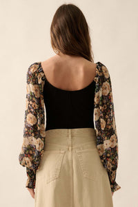 Bright Harvest Floral Balloon-Sleeve Bodysuit - ShopPromesa