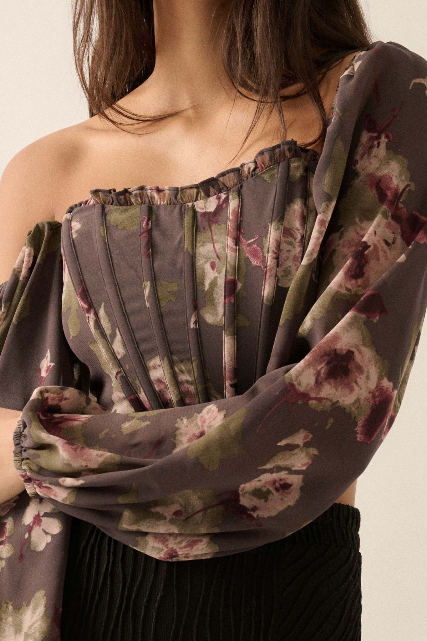 Love Is a Rose Floral Chiffon Cropped Corset Top - ShopPromesa