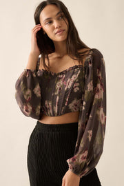 Love Is a Rose Floral Chiffon Cropped Corset Top - ShopPromesa