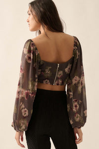 Love Is a Rose Floral Chiffon Cropped Corset Top - ShopPromesa