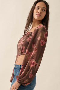 Love Is a Rose Floral Chiffon Cropped Corset Top - ShopPromesa