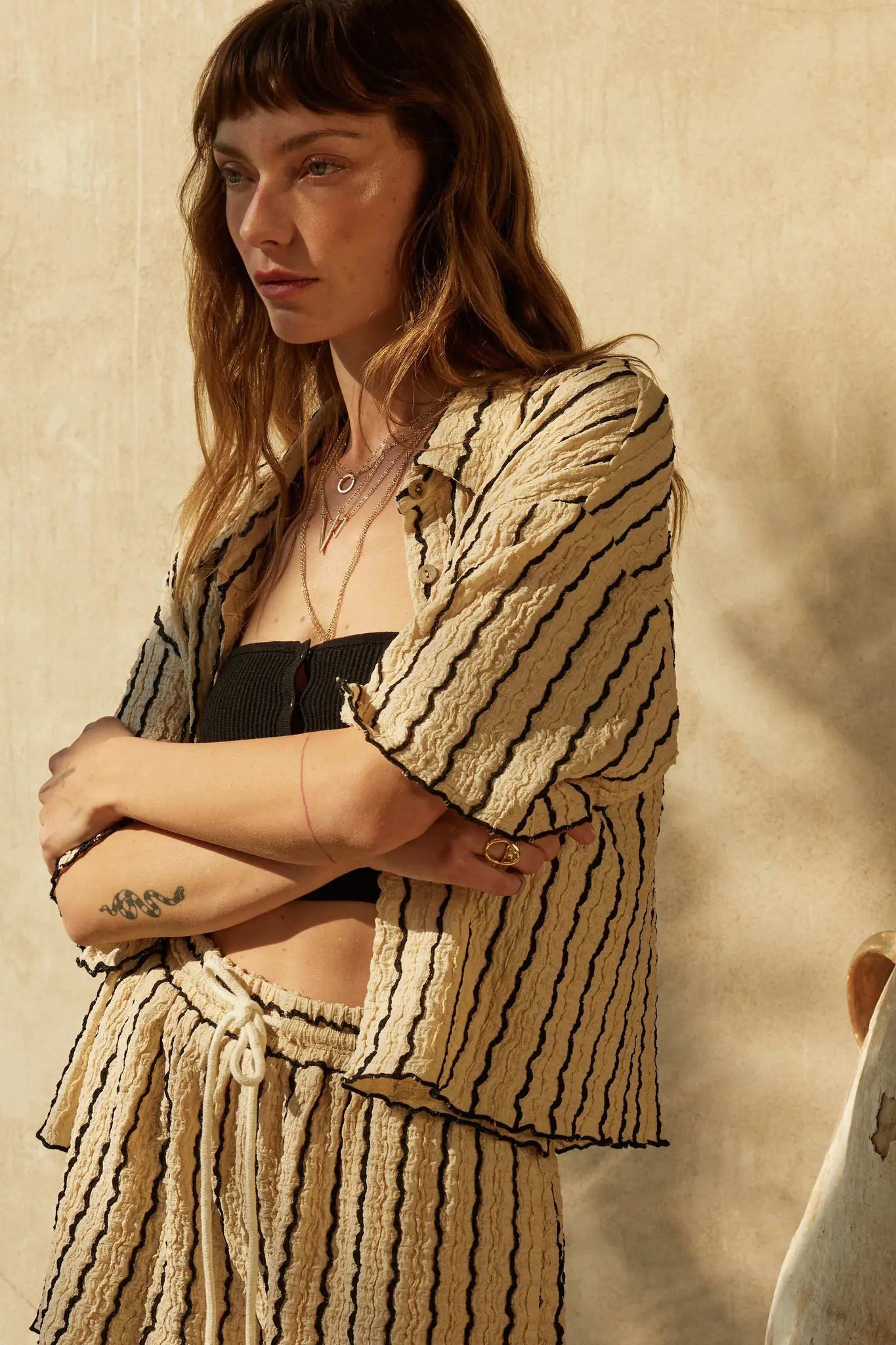 Waves Calling Striped Knit Button-Front Camp Shirt - ShopPromesa