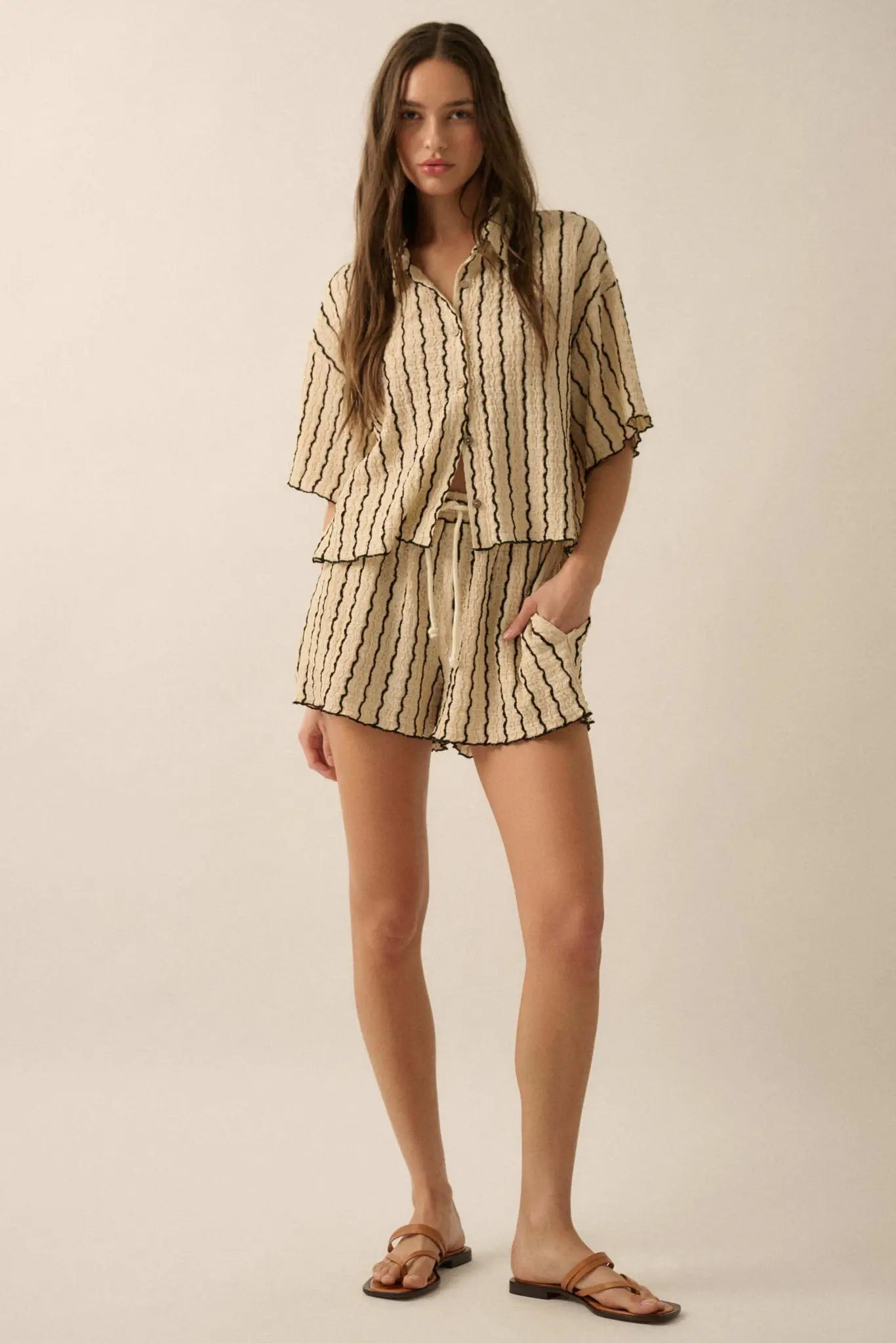 Waves Calling Striped Knit Button-Front Camp Shirt - ShopPromesa
