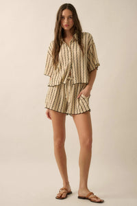 Waves Calling Striped Knit Button-Front Camp Shirt - ShopPromesa