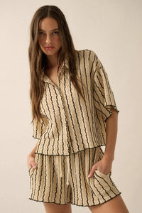 Waves Calling Striped Knit Button-Front Camp Shirt - ShopPromesa