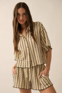 Waves Calling Striped Knit Button-Front Camp Shirt - ShopPromesa