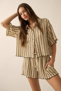 Waves Calling Striped Knit Button-Front Camp Shirt - ShopPromesa