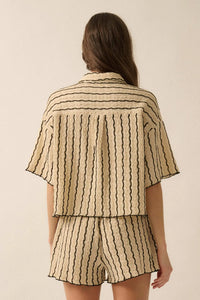 Waves Calling Striped Knit Button-Front Camp Shirt - ShopPromesa