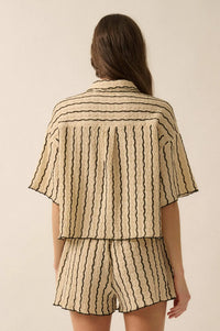 Waves Calling Striped Knit Button-Front Camp Shirt - ShopPromesa