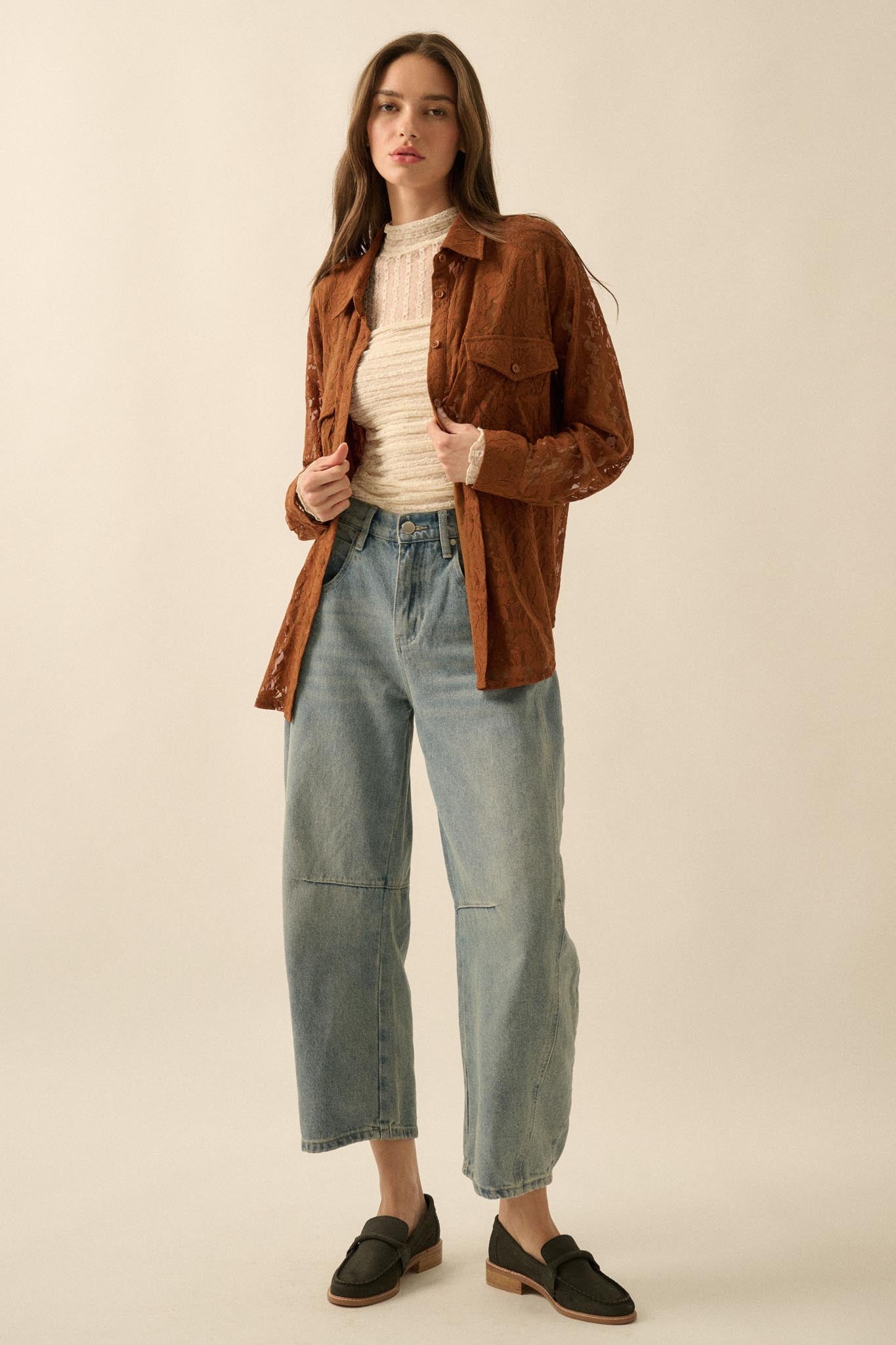 Pure Poetry Floral Lace Button-Up Pocket Shirt - ShopPromesa