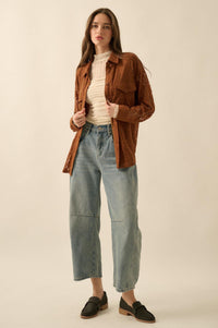 Pure Poetry Floral Lace Button-Up Pocket Shirt - ShopPromesa