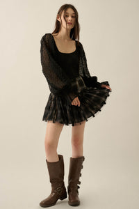 Pretty Much Lace and Swiss Dot Bishop-Sleeve Bodysuit - ShopPromesa