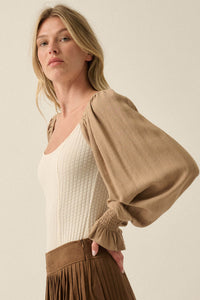 Pretty Perfect Waffle-Knit Bishop-Sleeve Bodysuit - ShopPromesa