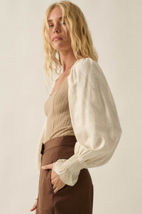 Pretty Perfect Waffle-Knit Bishop-Sleeve Bodysuit - ShopPromesa