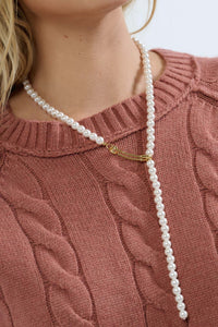 Melrose Safety Pin Pearl Lariat Necklace - ShopPromesa