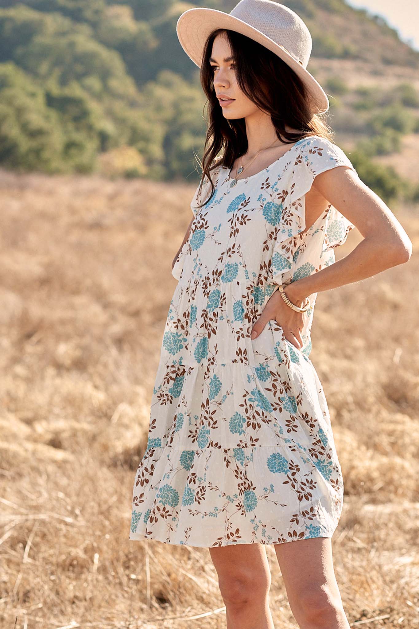 Country Garden Floral Swiss Dot Babydoll Dress - ShopPromesa