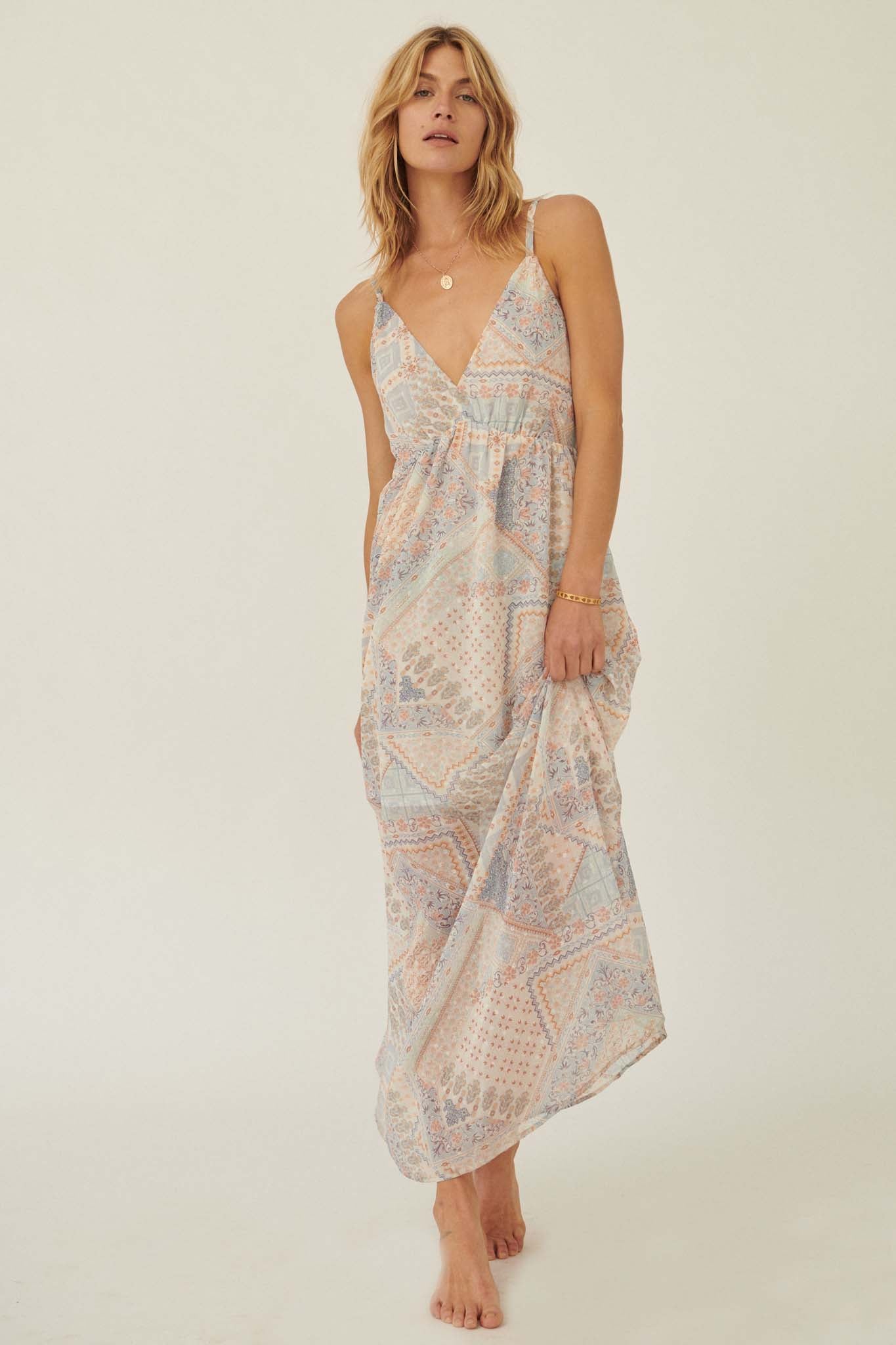 Beautiful Truth Patchwork Chiffon Maxi Dress - ShopPromesa