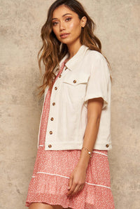 Lighten Up Linen-Blend Short-Sleeve Shirt Jacket - ShopPromesa