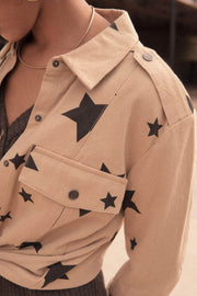Alpha Bravo Star-Print Military Shirt Jacket - ShopPromesa