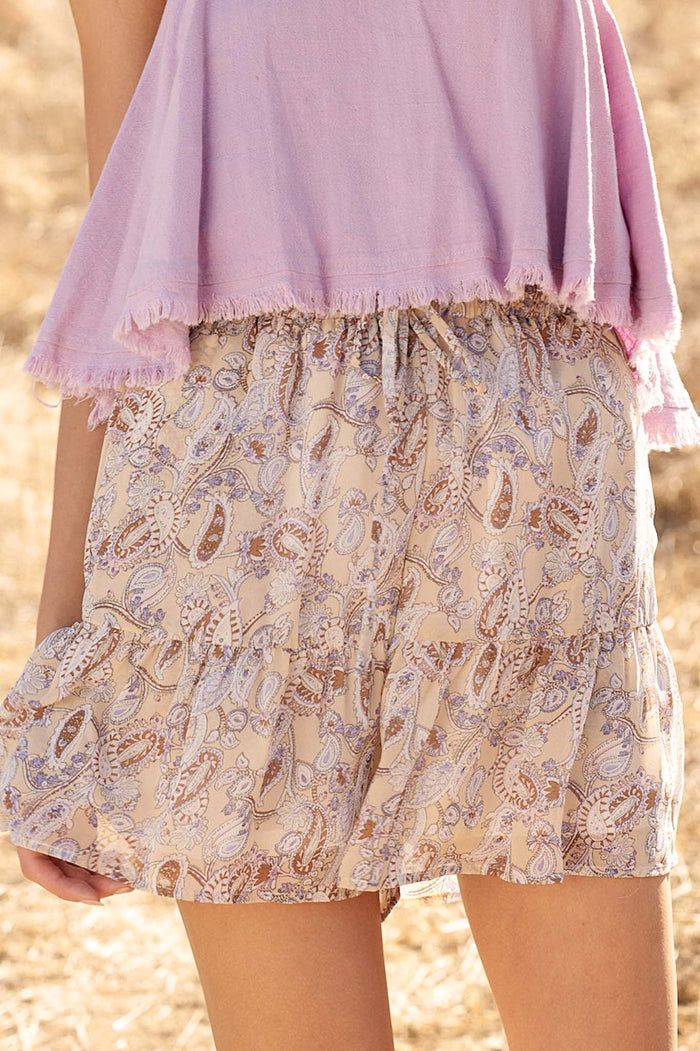 Dandelion Wine Paisley Chiffon Ruffle Skort - ShopPromesa