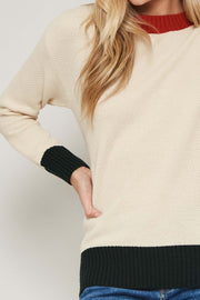 Quiet Morning Contrast Waffle-Knit Sweater - ShopPromesa