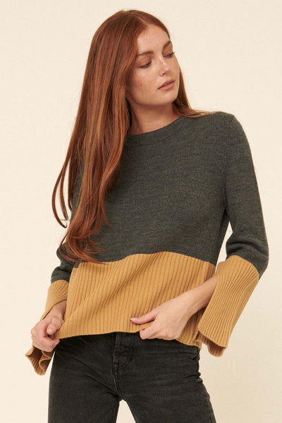 Come Undone Colorblock Split-Cuff Sweater - ShopPromesa